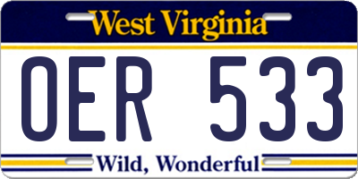 WV license plate OER533