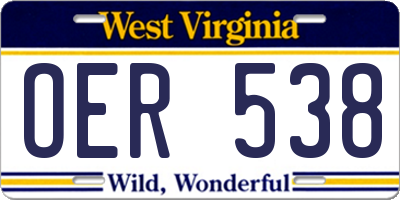 WV license plate OER538