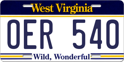 WV license plate OER540