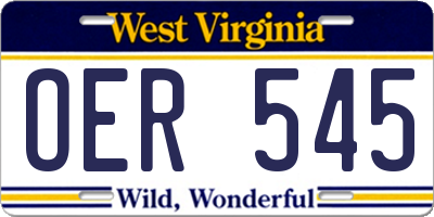 WV license plate OER545