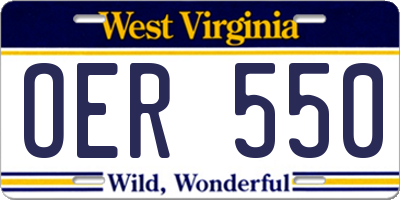 WV license plate OER550