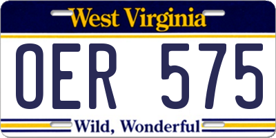 WV license plate OER575