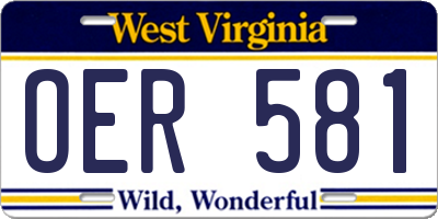 WV license plate OER581