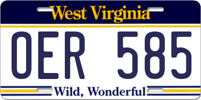 WV license plate OER585