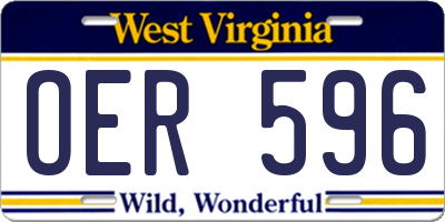 WV license plate OER596