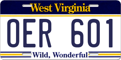 WV license plate OER601