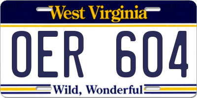 WV license plate OER604