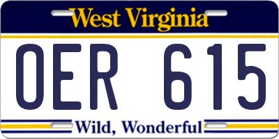 WV license plate OER615