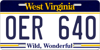 WV license plate OER640