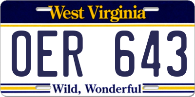 WV license plate OER643