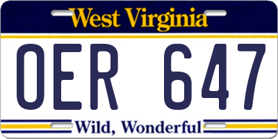 WV license plate OER647