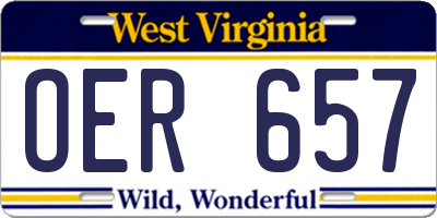 WV license plate OER657