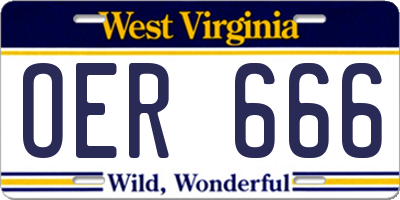 WV license plate OER666