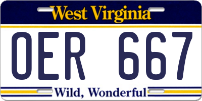 WV license plate OER667