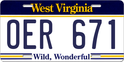 WV license plate OER671
