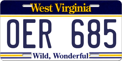 WV license plate OER685