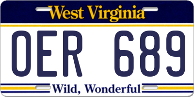 WV license plate OER689