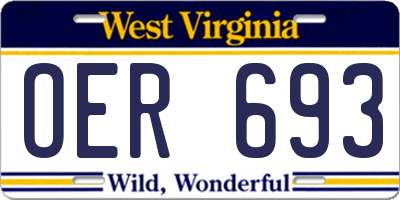 WV license plate OER693