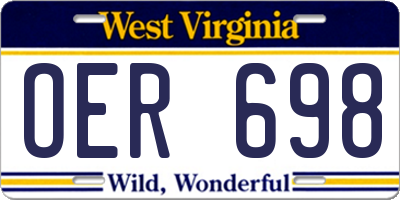 WV license plate OER698