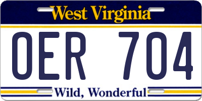 WV license plate OER704