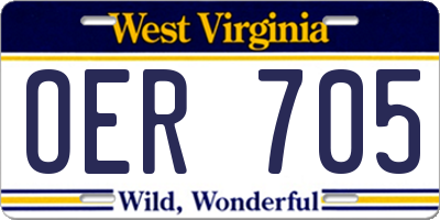 WV license plate OER705