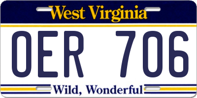 WV license plate OER706