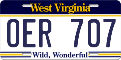 WV license plate OER707