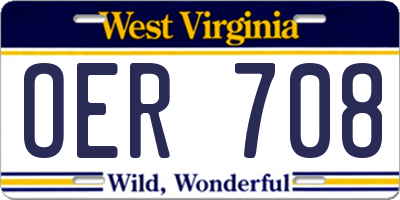 WV license plate OER708