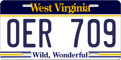 WV license plate OER709