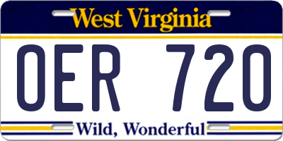 WV license plate OER720