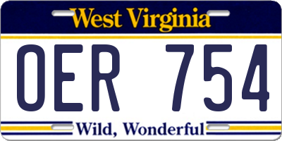 WV license plate OER754