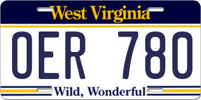 WV license plate OER780