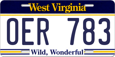 WV license plate OER783