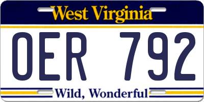 WV license plate OER792