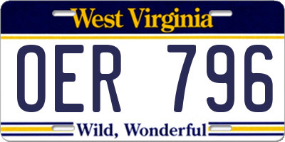 WV license plate OER796