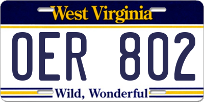WV license plate OER802