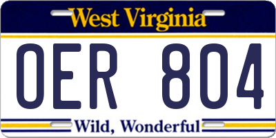WV license plate OER804
