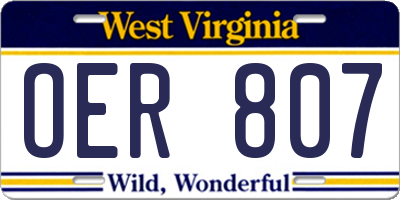 WV license plate OER807