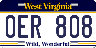 WV license plate OER808