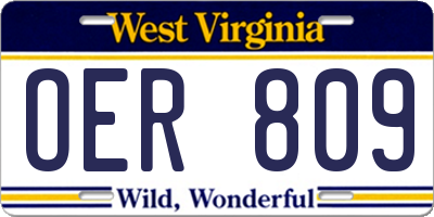 WV license plate OER809