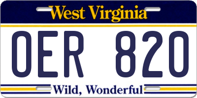 WV license plate OER820