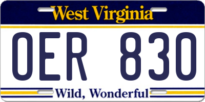 WV license plate OER830