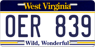 WV license plate OER839