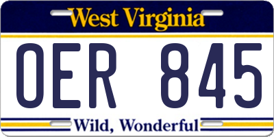 WV license plate OER845