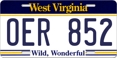 WV license plate OER852