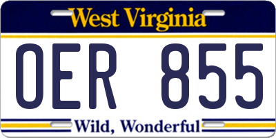 WV license plate OER855