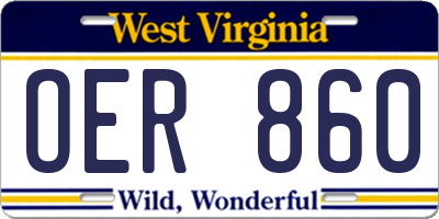 WV license plate OER860