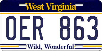WV license plate OER863