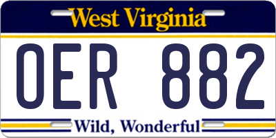 WV license plate OER882