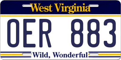 WV license plate OER883